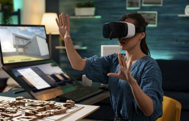 A woman using a VR headset