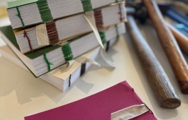 Cloth books in process of being restored