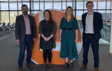 (l-r) Hamish McAlpine, Natalie and Corin from Kevri and Falmouth University's Robin Kirby