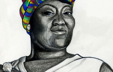 Drawing of Lady Phyll with Colour Headscarf 