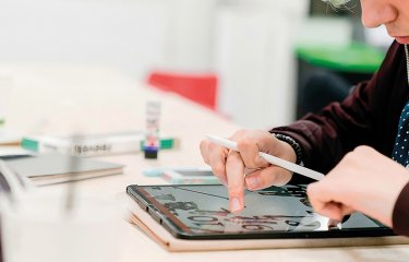 Student working on tablet