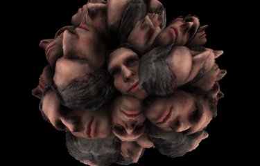 A blurred image of someones head repeated multiple times