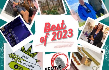 Collage of top news story header images for Falmouth University 2023