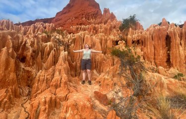 Student hiking in Madagascar