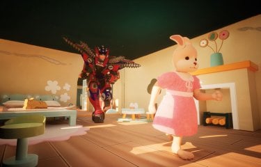Animated robot chasing a bunny