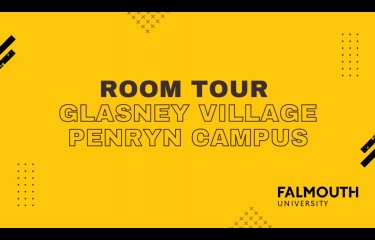 A title slide reads "Room Tour Glasney Village Penryn Campus"