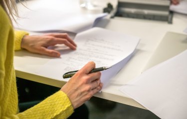 Person writing a script