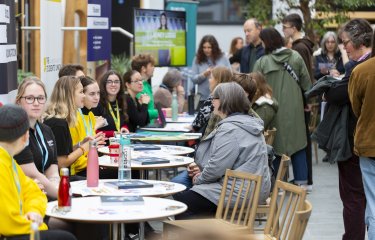 People talking at an Open Day