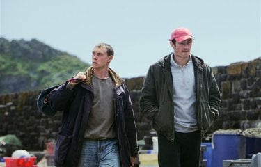 George Mackay and Callum Turner on set of the Rose of Nevada