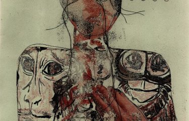 An abstract illustration of a woman - her body is covered in animal faces