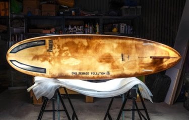 'The Floater' - a surfboard made from sewage for Surfers Against Sewage campaign