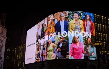 Piccadilly Circus billboard displays work by Photography graduate Serena Brown as part of the Mayor of London's 'London for Everyone' campaign.