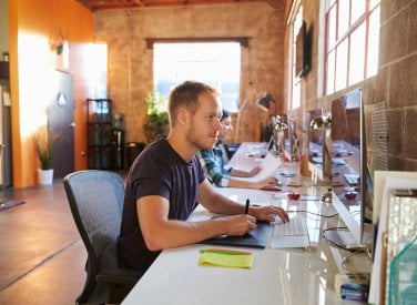 Student studying canva short course