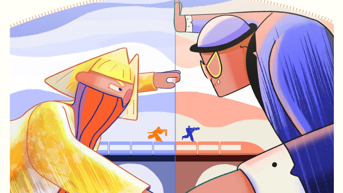 Animation Case Closed Animation of two figures and a briefcase