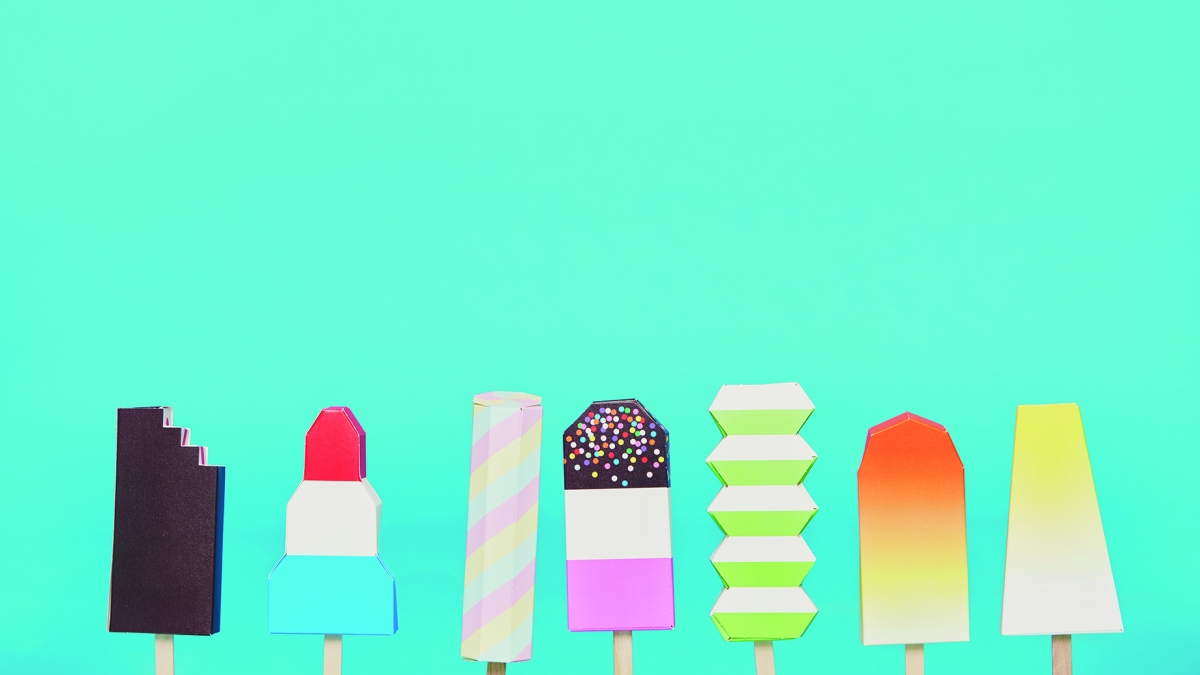 Commercial Photography Work by Harry Lawlor Lineup of ice lollies on bright blue backdrop. Commercial Photography Work by Harry Lawlor