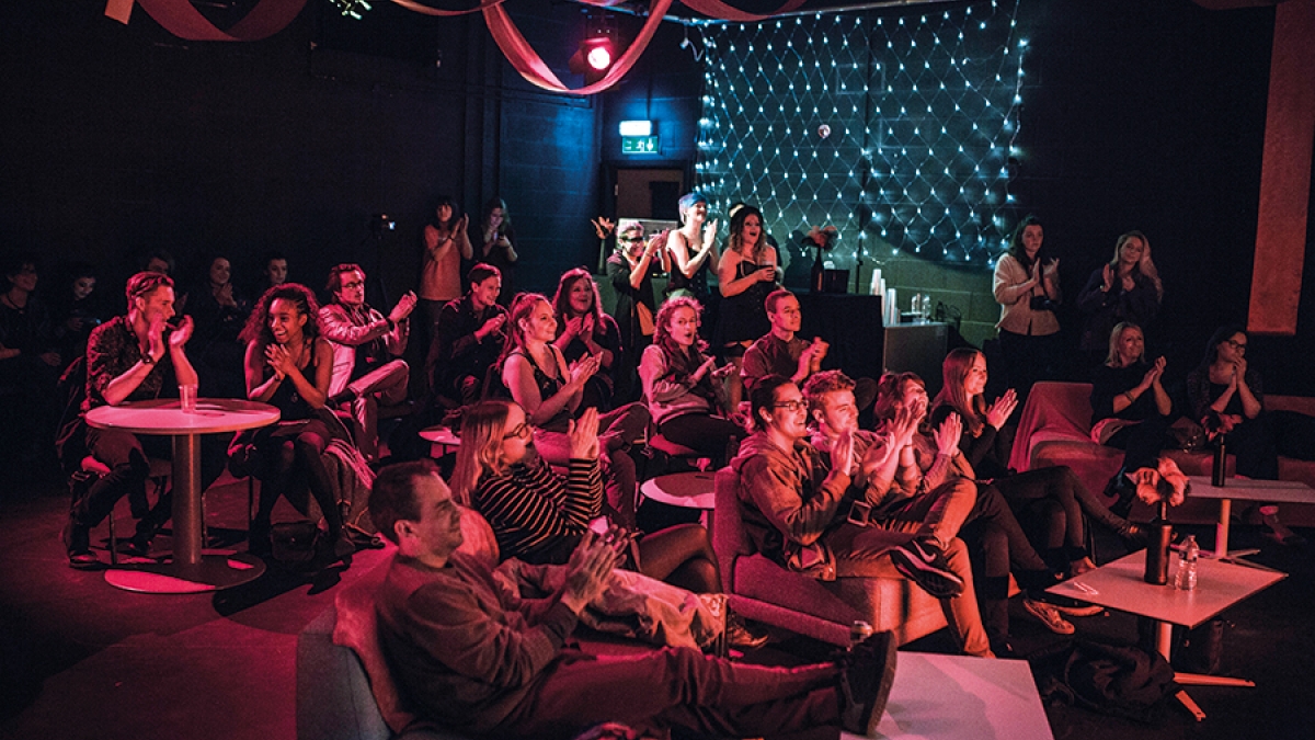 Audience at burlesque night at the performance centre