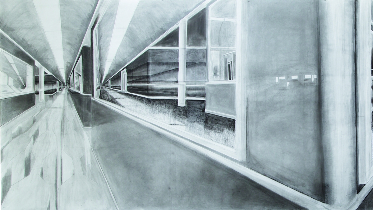 Passageways by Julia Watson Pencil drawing of a hallway by Falmouth student Julia Watson.