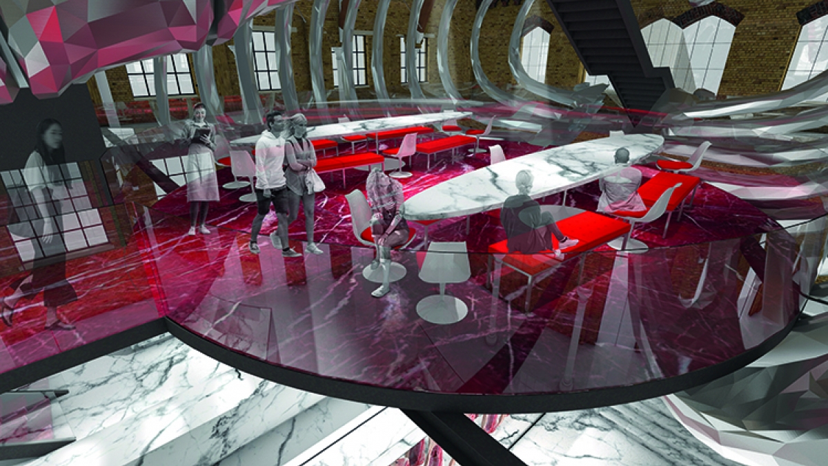 Interior Design by George Hutchinson Digital mock up of meeting space designed by student George Hutchinson.