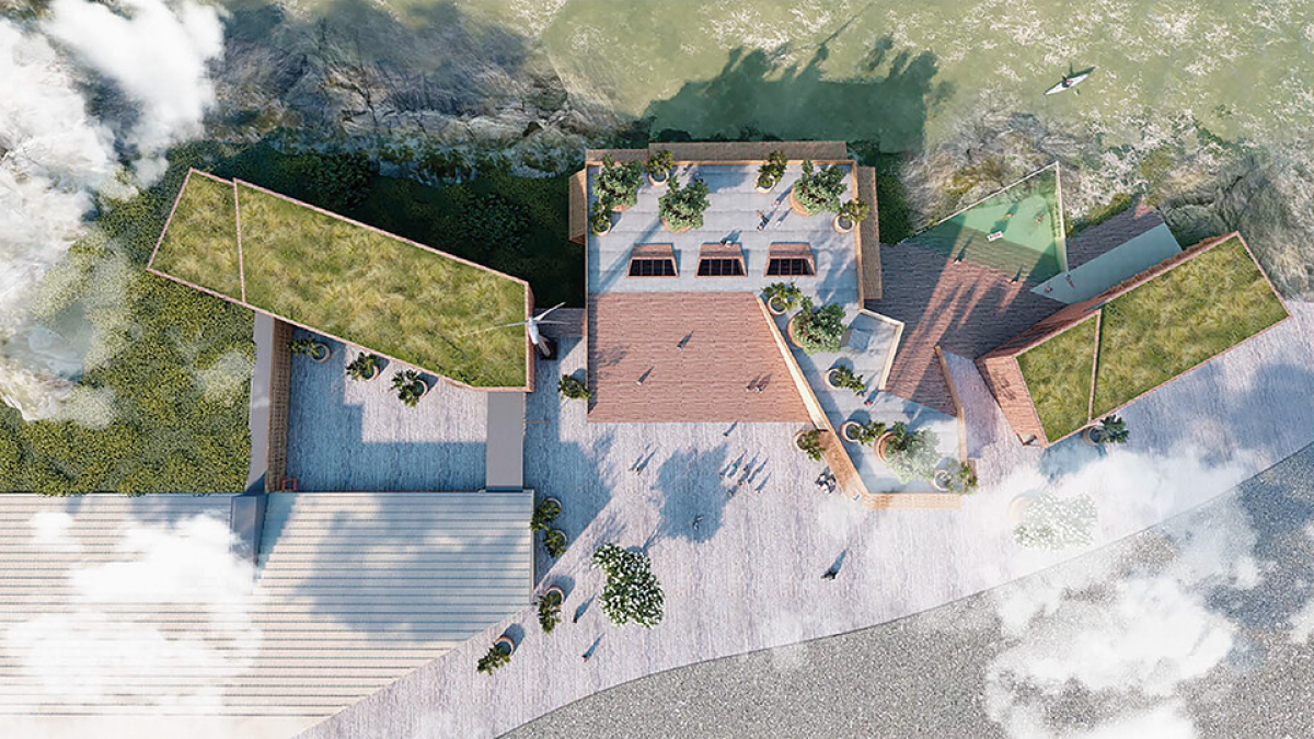 Aerial view of the Centre for Life on Scilly on the Isles of Scilly
