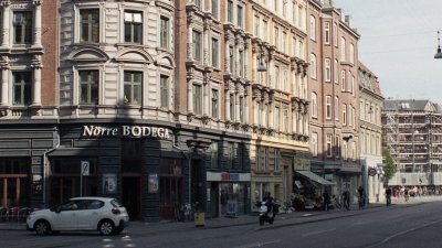 wide street in Copenhagen with people walking