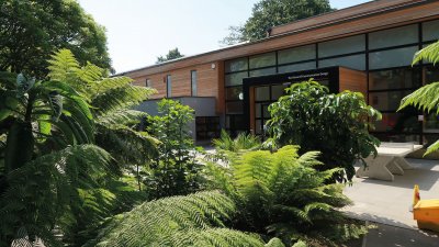 Exterior of Falmouth campus design building.