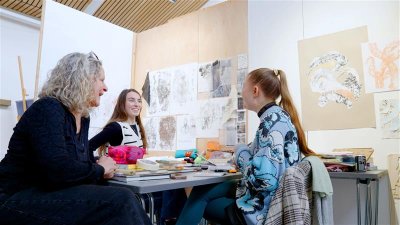 Students in the studio