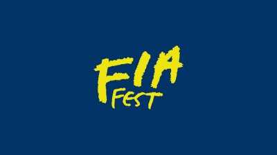 Falmouth International Arts Festival Logo font on a navy blue background