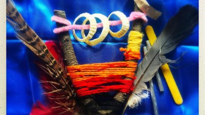 A collection of items crafted into a piece of art