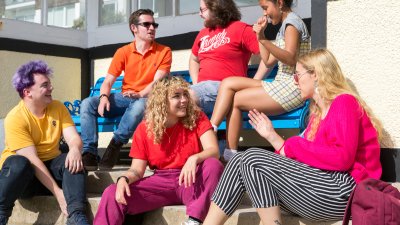 Students at the beach