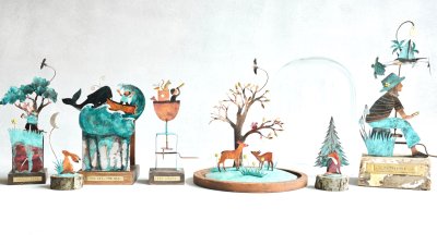 A group photo of copper automata made by Esther Smith