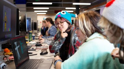 Students collaborating on a project