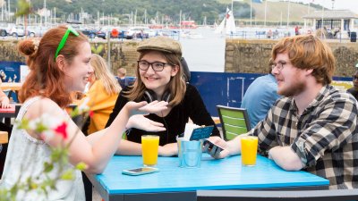 Students at harbour