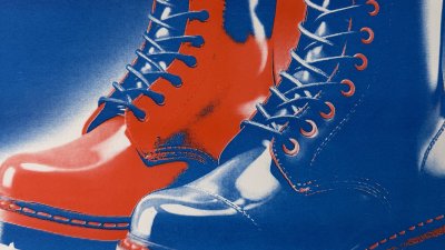 Risograph print image of a pair of boots
