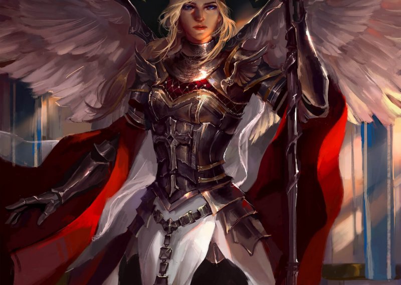 Animation still of a woman in armour with wings by Falmouth Game Art student