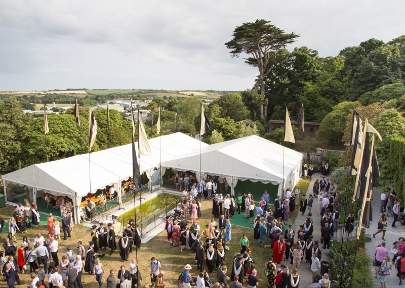 Graduation 2018 crowds on Penryn Campus.