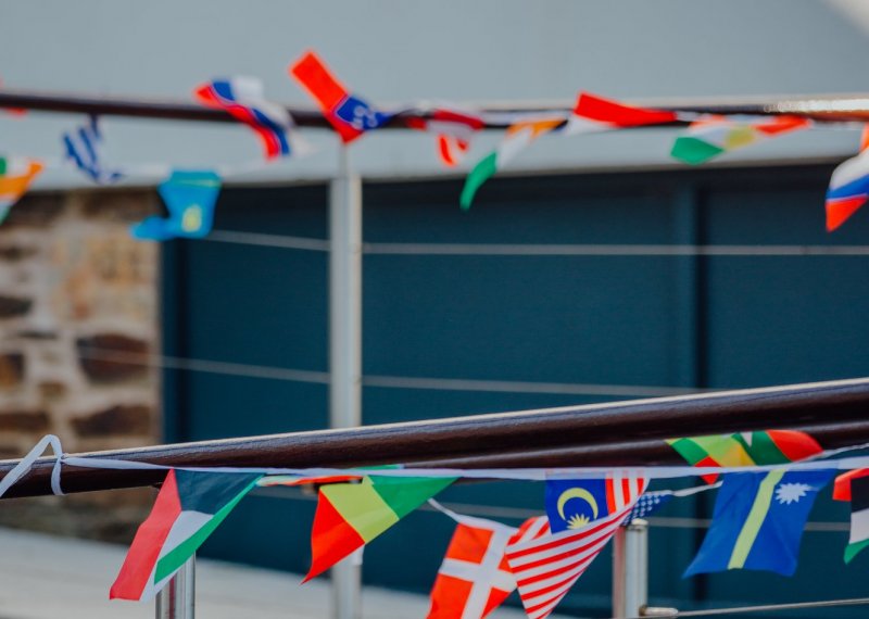 International flag bunting.