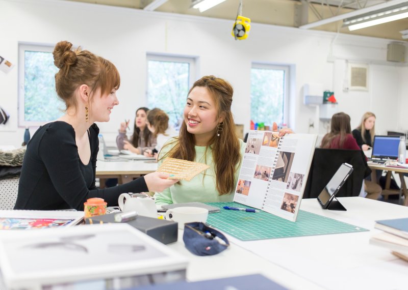 Interior Design Students discussing their work