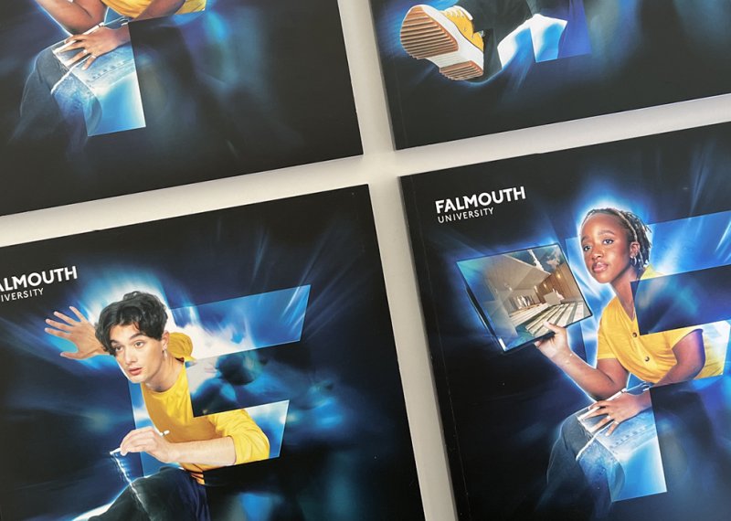 Copies of Falmouth University 2023 undergraduate prospectus