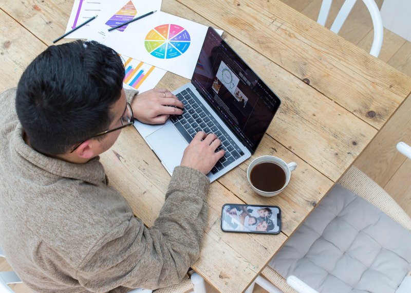 An online student working from their dining table 