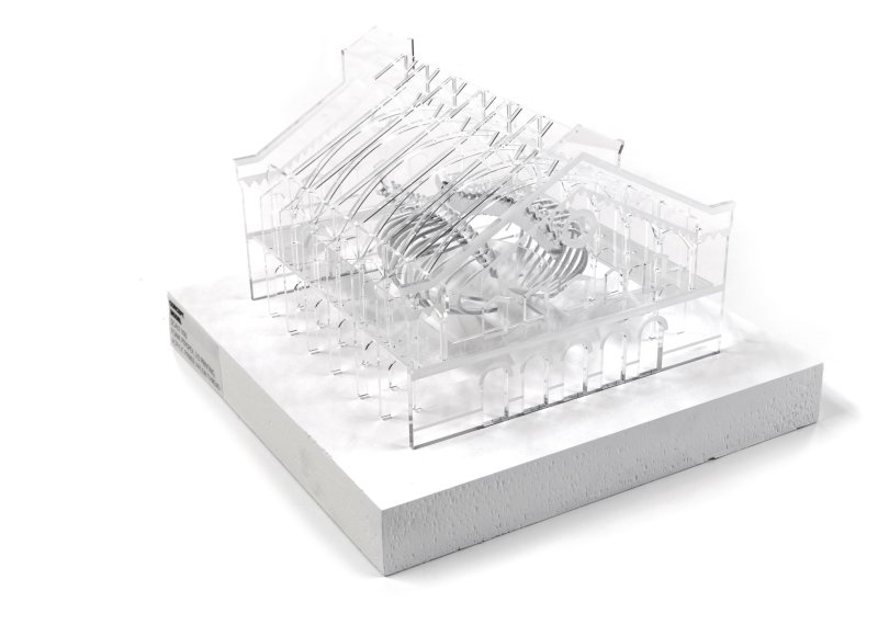 Clear plastic model of building structure