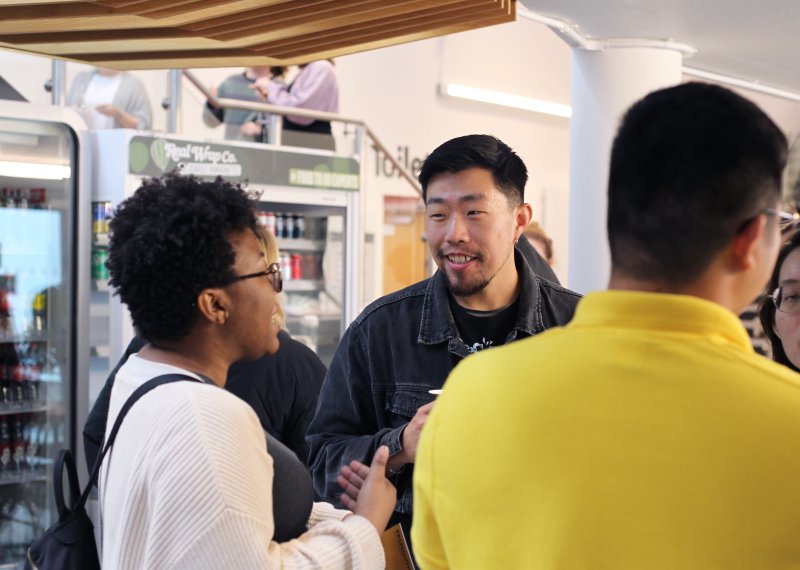 International students chatting in a group