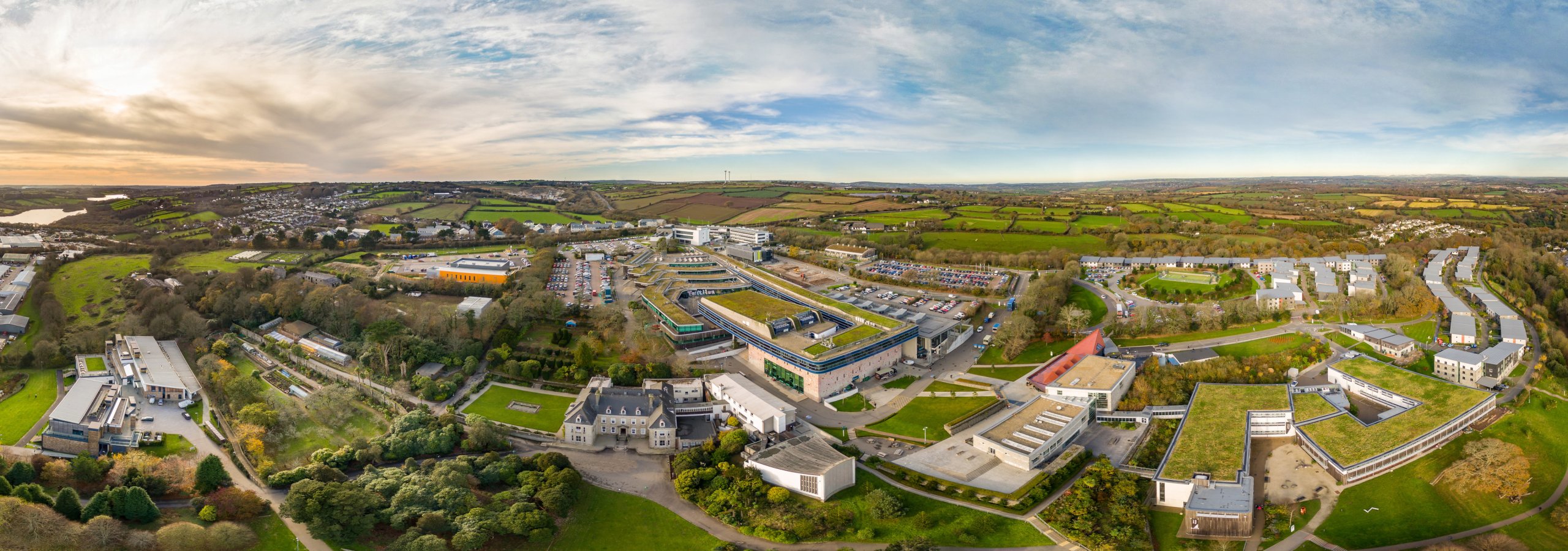 Penryn campus aerial shot Falmouth University