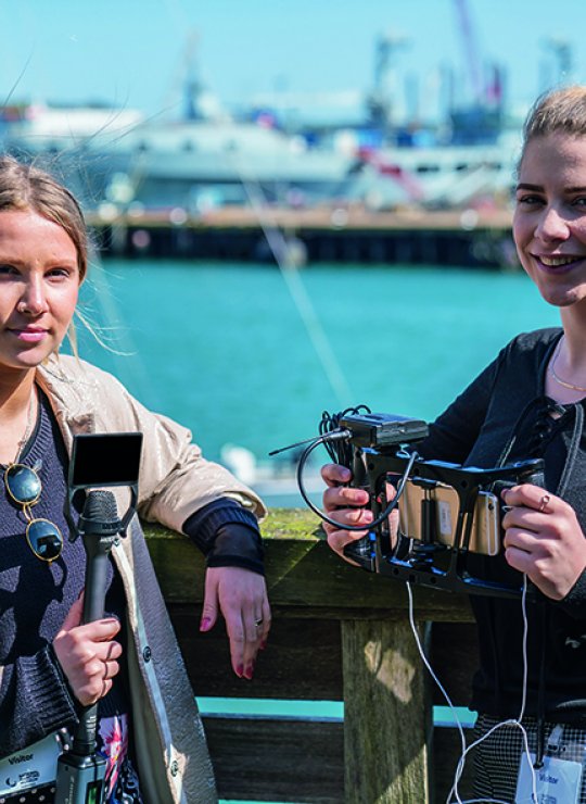 Sports Journalism Students at Falmouth Harbour 