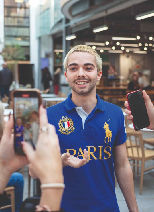 Writing, Journalism & Advertising students on street