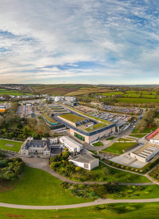 Penryn campus aerial shot Falmouth University
