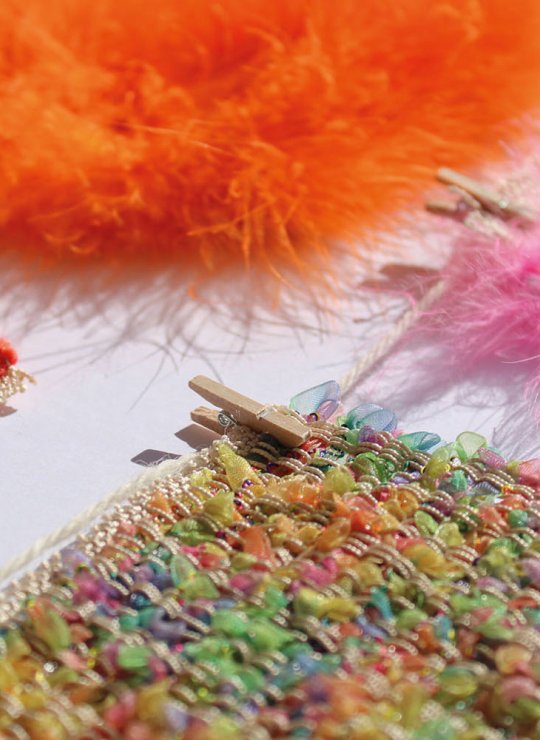 Samples of textiles in different colours