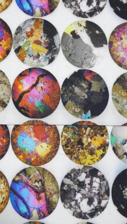Multiple circles with abstract coloured patterns in each