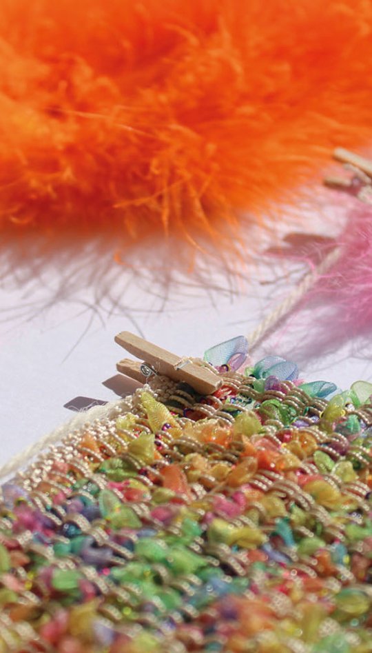 Samples of textiles in different colours