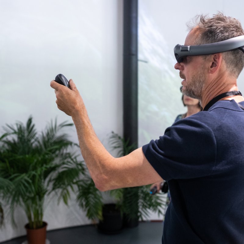 A man wearing a VR headset