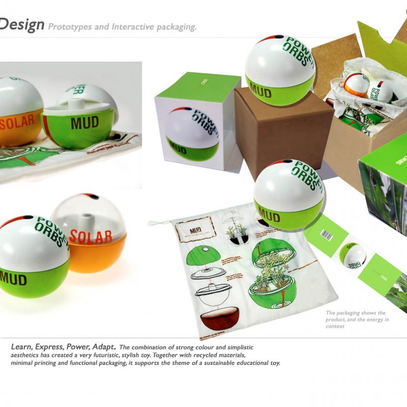 Sustainable Product Design concept for solar, wind and mud orbs